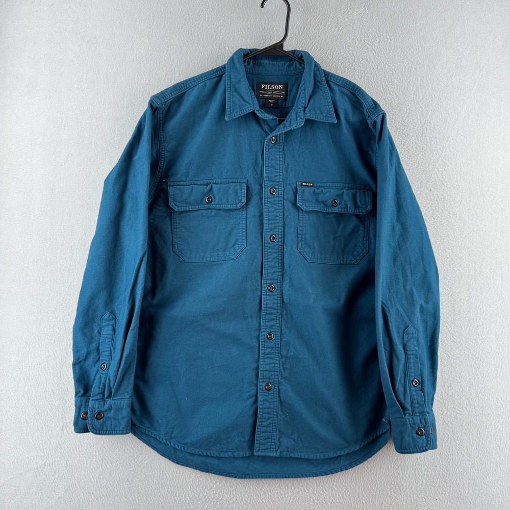 CC Filson Shirt Mens Medium Blue Chamois Flannel Button Up Long Sleeve Work